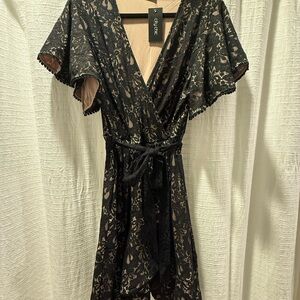 City Chic Elegant Black and Gold Lace Dress